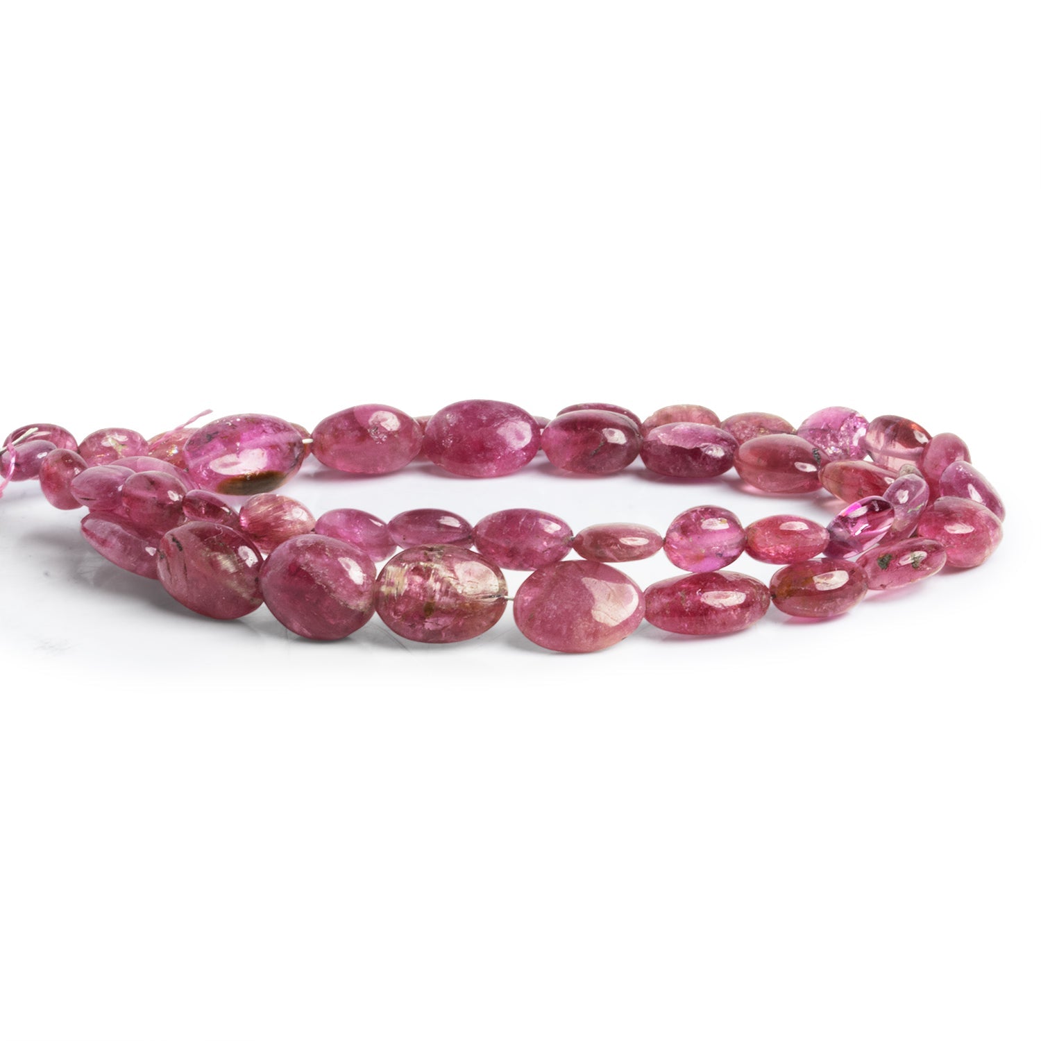 10x7mm Pink Tourmaline Plain Ovals 14 inch 45 beads - The Bead Traders