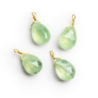 10x7mm Prehnite Wire-Wrapped Pear Pendants 4 beads - The Bead Traders