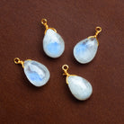 10x7mm Rainbow Moonstone Wire-Wrapped Pear Pendants 4 beads - The Bead Traders