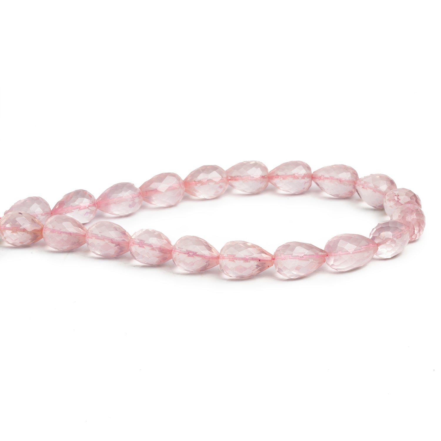 10x7mm Rose Quartz Faceted Teardrops 7.5 inch 18 beads - The Bead Traders