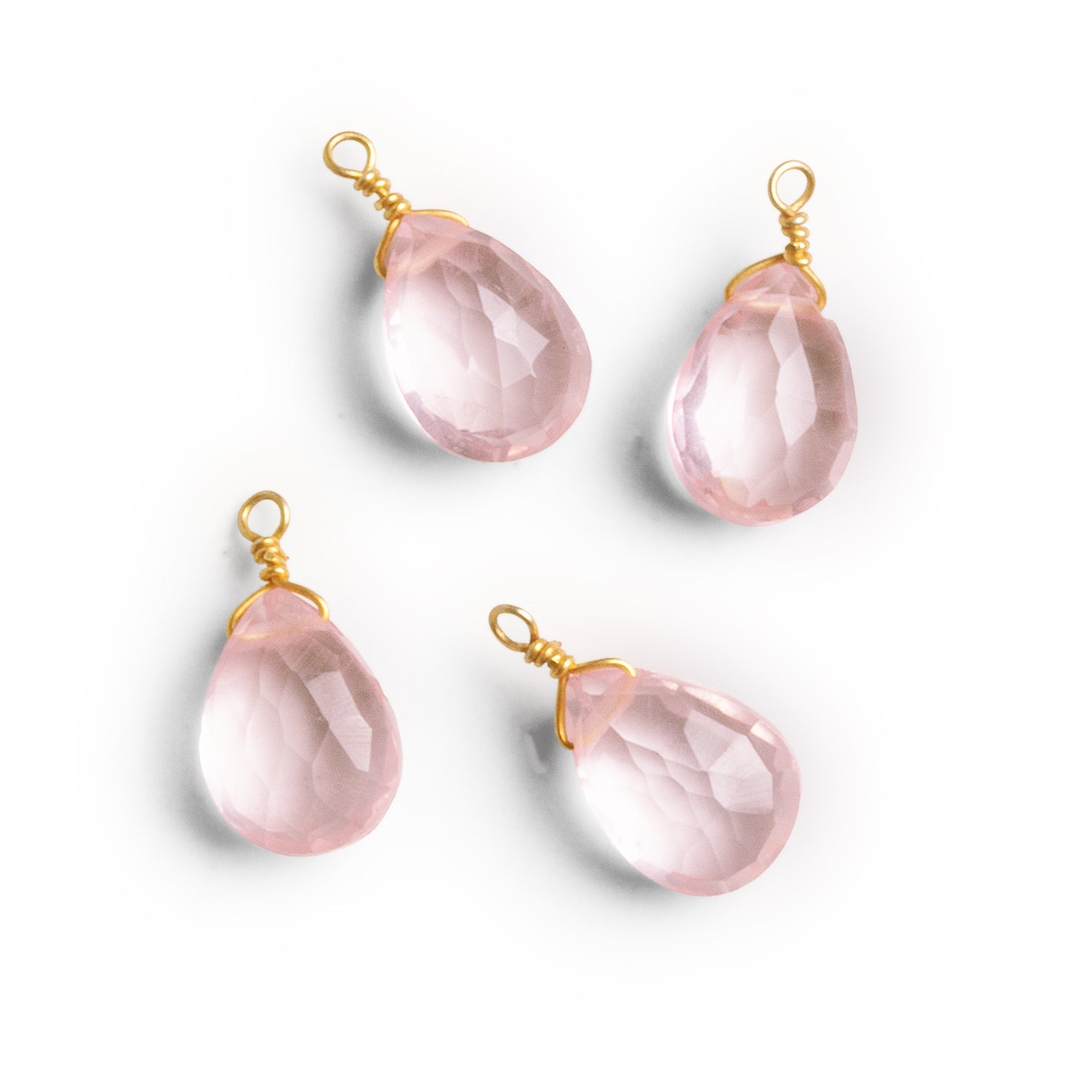 10x7mm Rose Quartz Wire-Wrapped Pear Pendants 4 beads - The Bead Traders