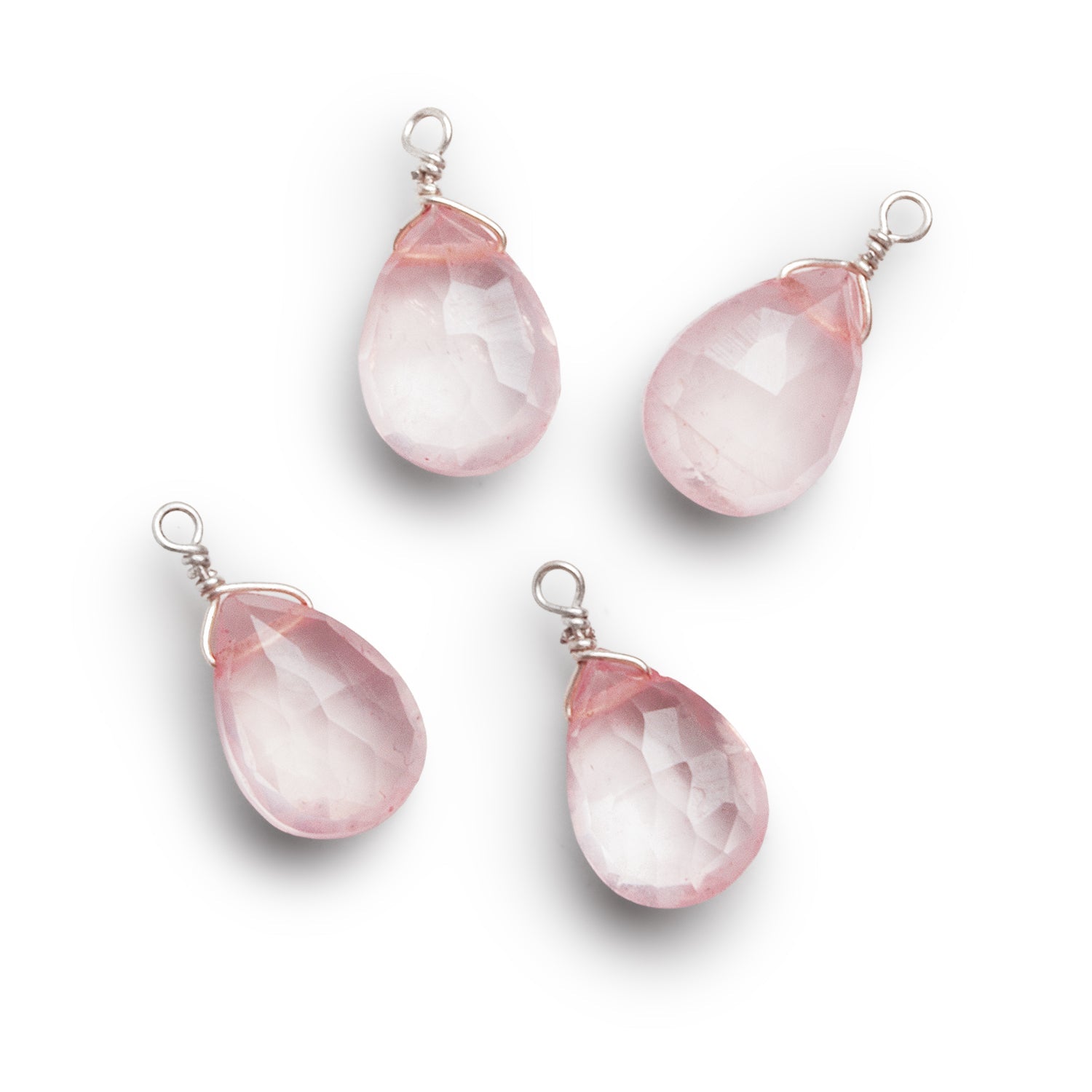 10x7mm Rose Quartz Wire-Wrapped Pear Pendants 4 beads - The Bead Traders