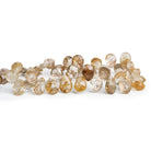 10x7mm Rutilated Quartz Faceted Pears 7.5 inch 45 beads - The Bead Traders