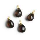 10x7mm Smoky Quartz Wire-Wrapped Pear Pendants 4 beads - The Bead Traders