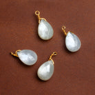 10x7mm White Moonstone Wire-Wrapped Pear Pendants 4 beads - The Bead Traders