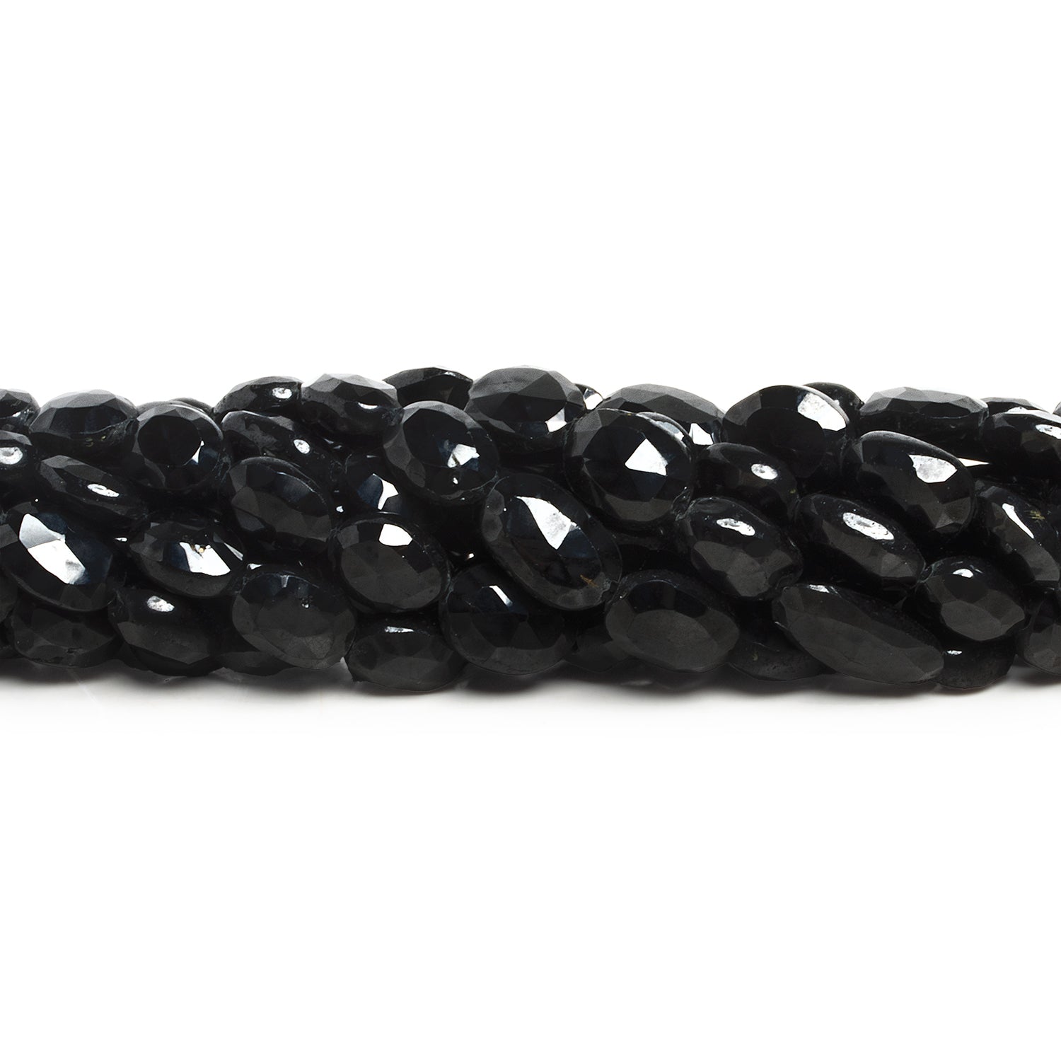 10x8mm Black Spinel Faceted Ovals 14 inch 33 beads - The Bead Traders