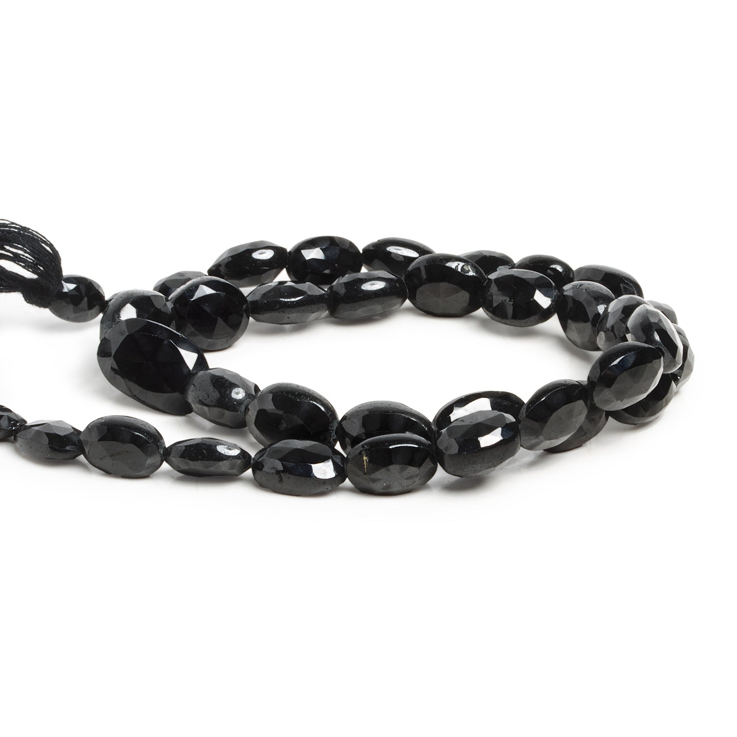 10x8mm Black Spinel Faceted Ovals 14 inch 33 beads - The Bead Traders