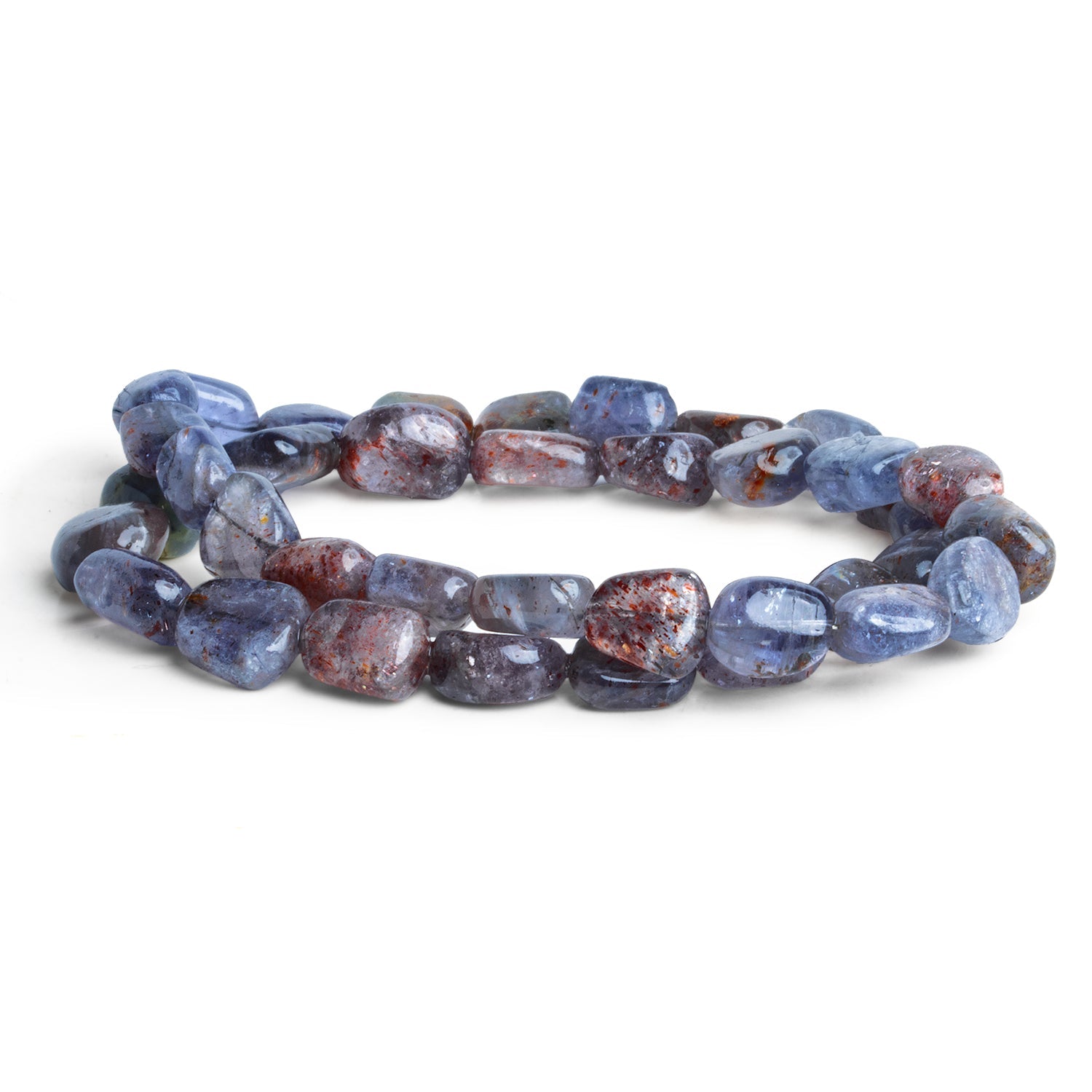 10x8mm Bloodshot Iolite Plain Nuggets 14 inch 38 beads - The Bead Traders