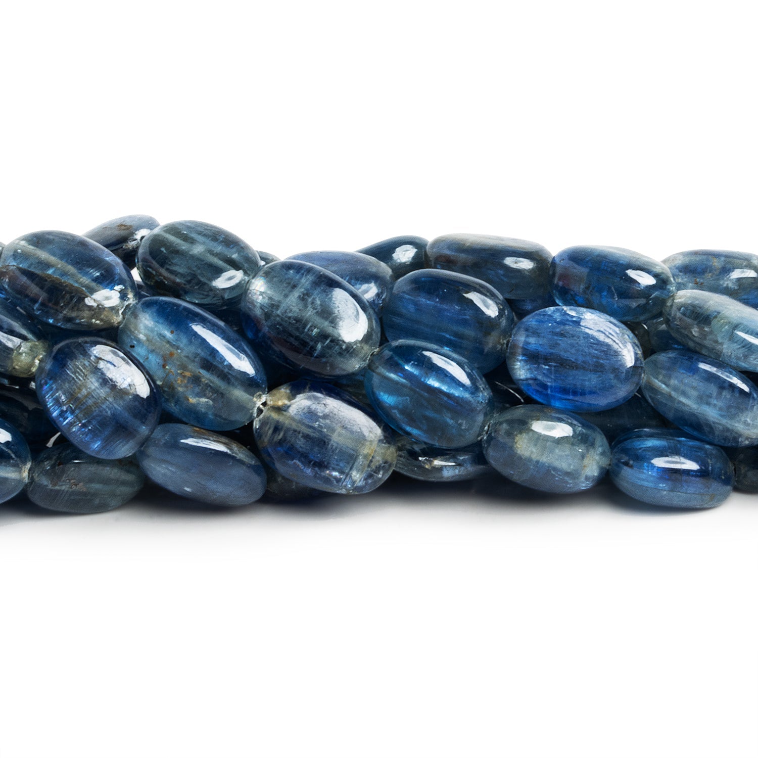 10x8mm Blue Kyanite Plain Ovals 16 inch 37 beads - The Bead Traders