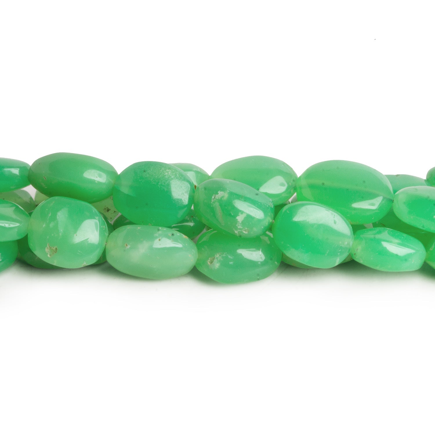 10x8mm Chrysoprase Plain Ovals 16 inch 37 beads - The Bead Traders