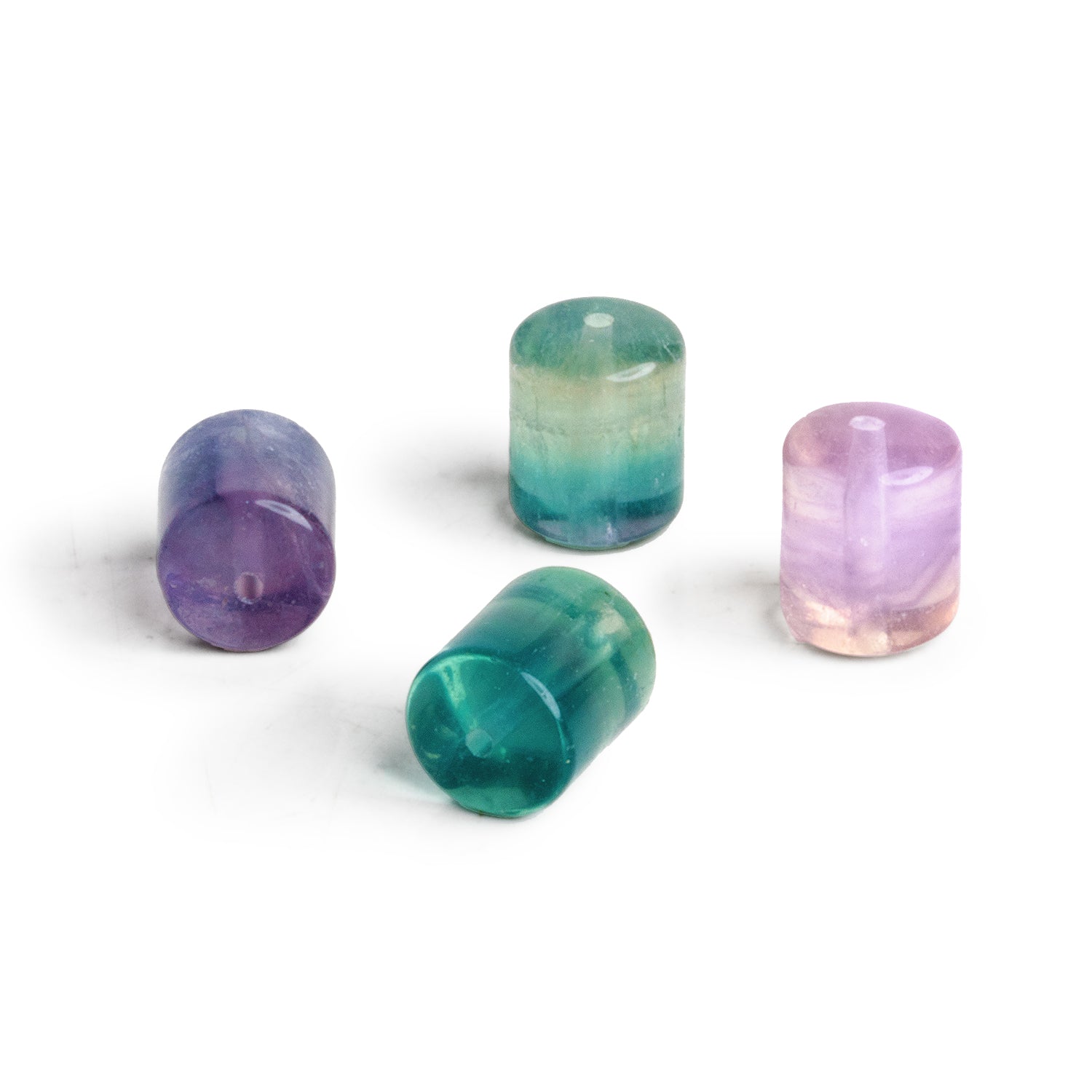 10x8mm Fluorite Plain Tubes Set of 4 Beads - The Bead Traders
