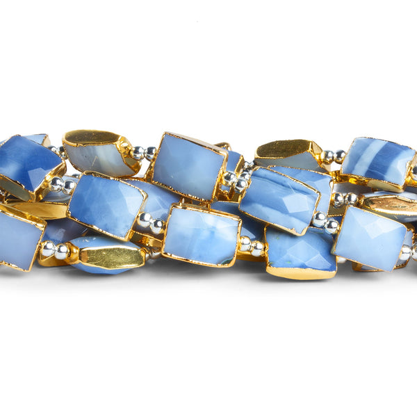 10x8mm Gold Leafed Denim Opal Rectangles 8 inch 15 beads