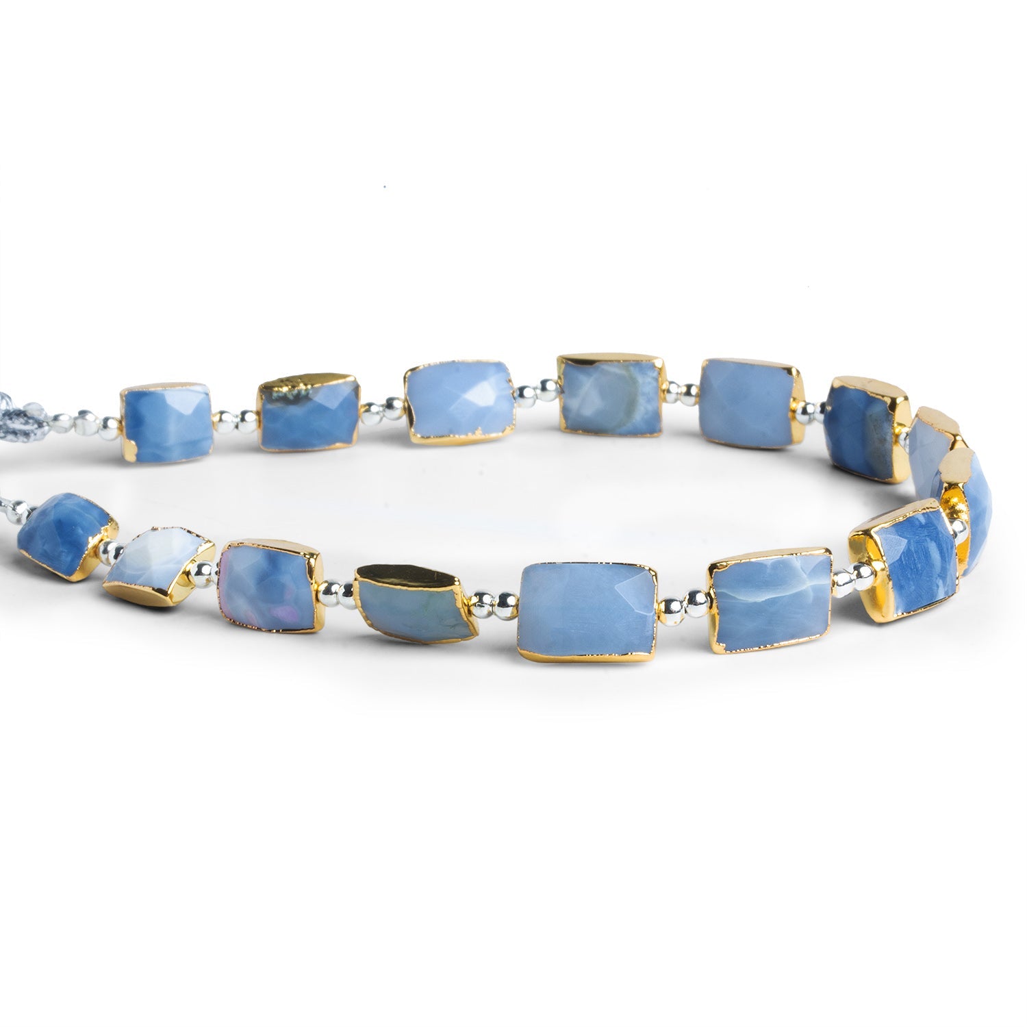 10x8mm Gold Leafed Denim Opal Rectangles 8 inch 15 beads - The Bead Traders