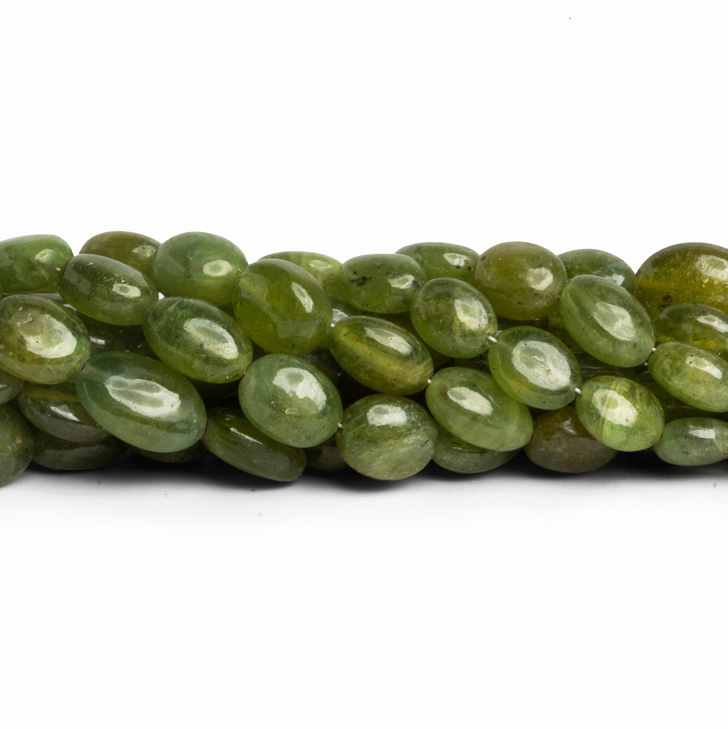 10x8mm Green Sapphire Plain Ovals 17 inch 52 beads - The Bead Traders