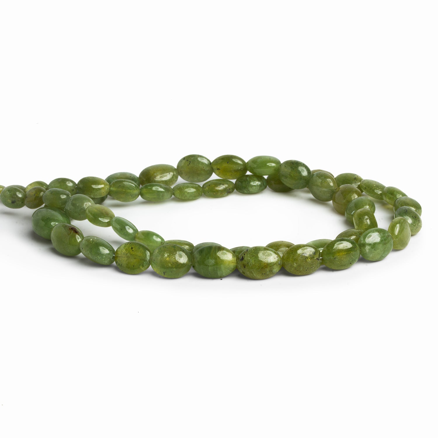 10x8mm Green Sapphire Plain Ovals 17 inch 52 beads - The Bead Traders