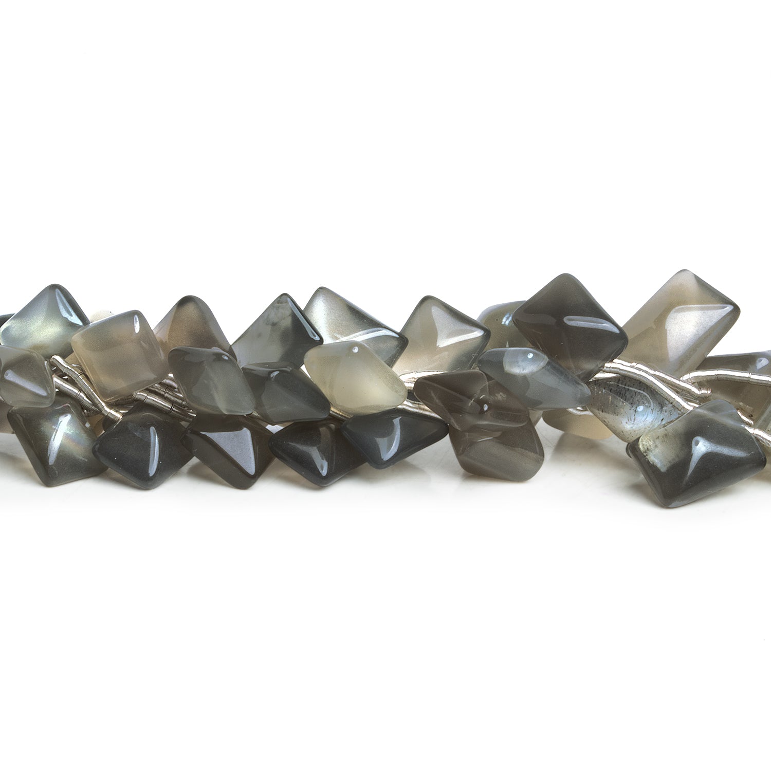 10x8mm Grey Moonstone Cushions 10 inch 20 beads - The Bead Traders