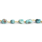 10x8mm Larimar Plain Nugget Gold Chain 20 beads - The Bead Traders