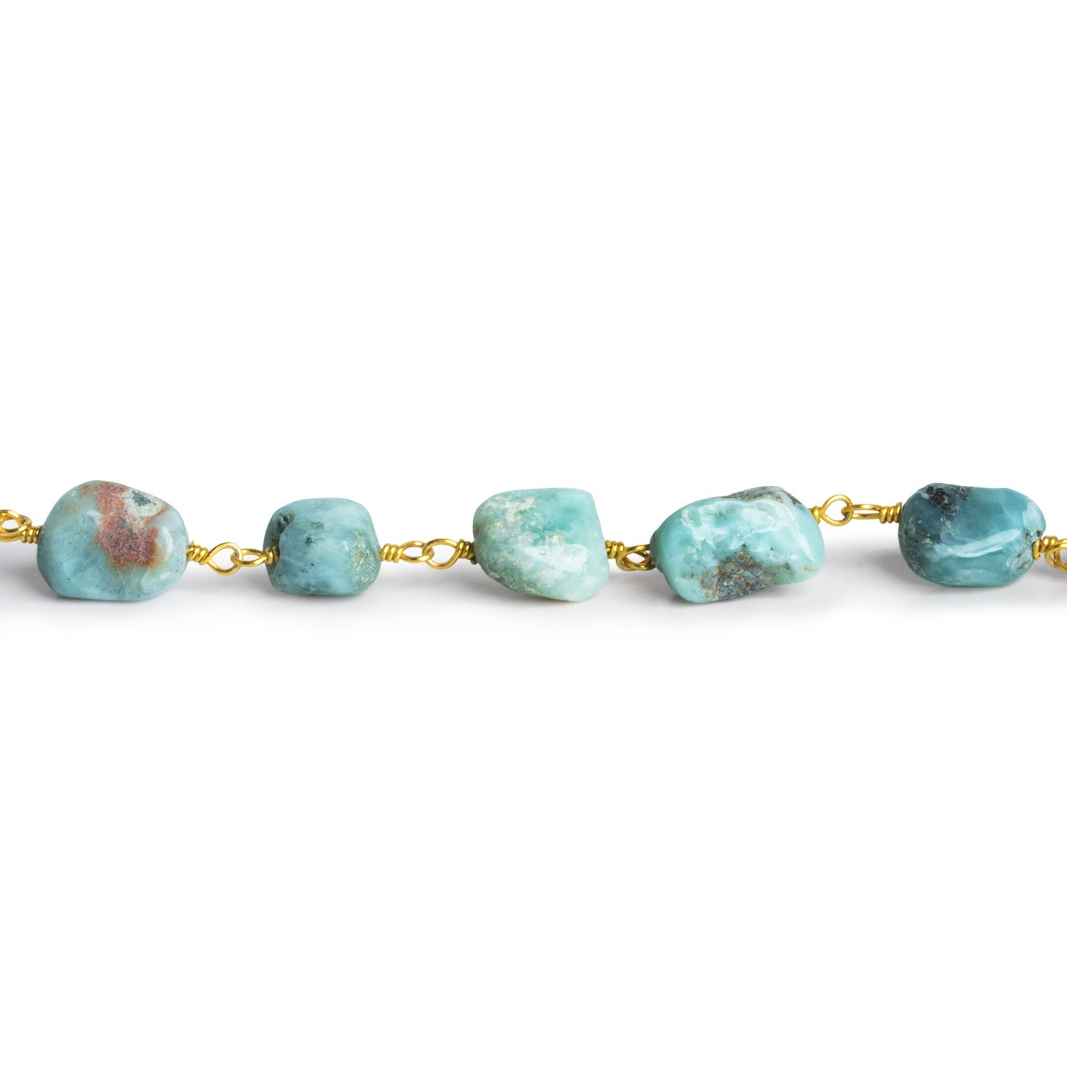 10x8mm Larimar Plain Nugget Gold Chain 20 beads - The Bead Traders