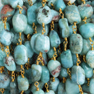 10x8mm Larimar Plain Nugget Gold Chain 20 beads - The Bead Traders