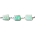 10x8mm Matte Amazonite Bevel Faceted Rectangle Silver Chain 18 Beads - The Bead Traders