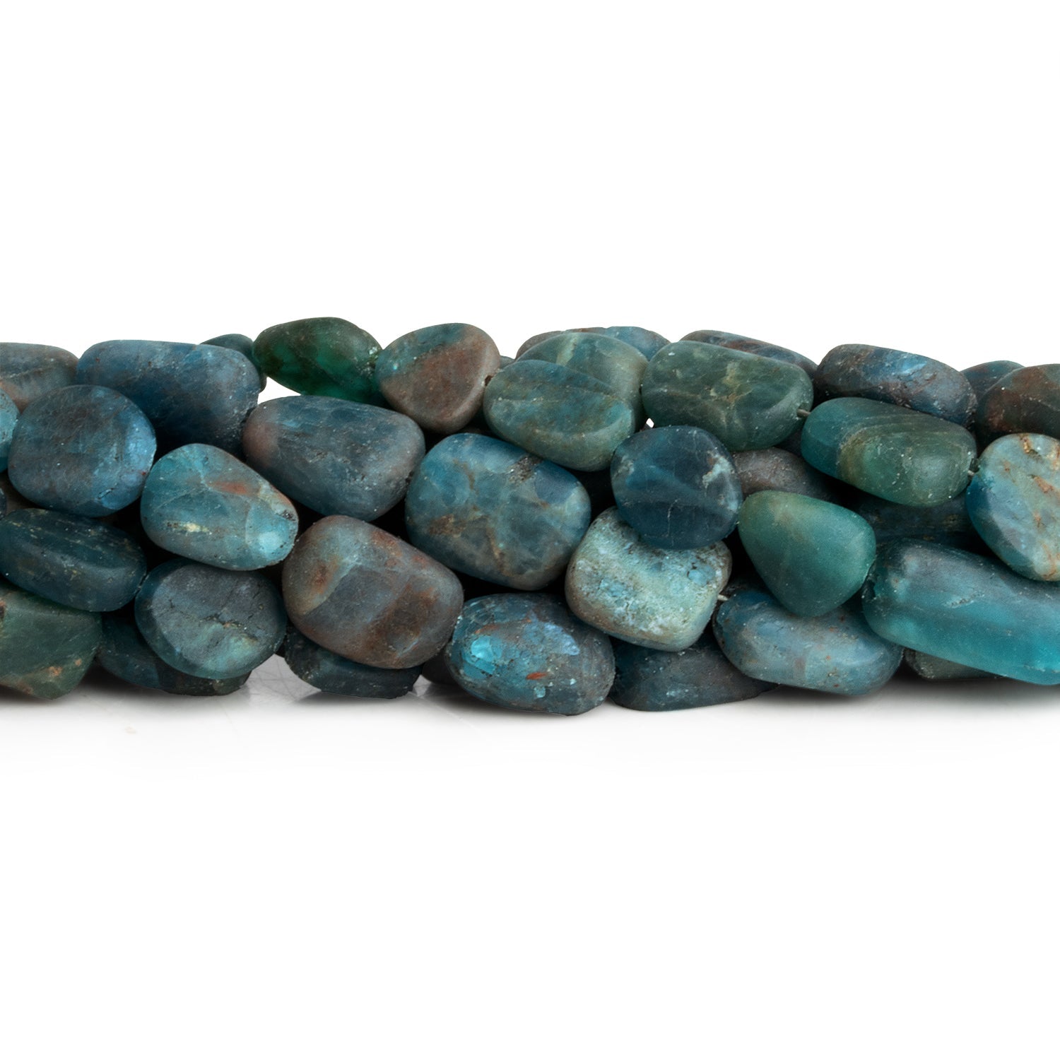 10x8mm Matte Apatite Nuggets 17 inch 38 beads - The Bead Traders