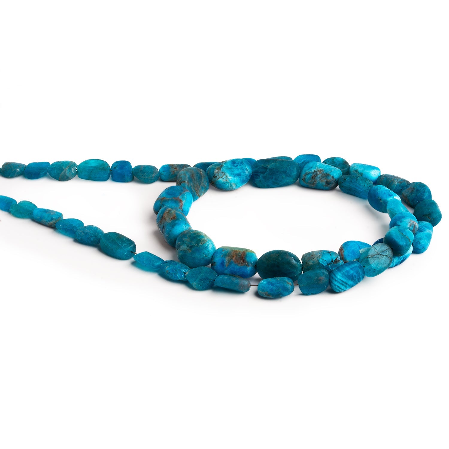 10x8mm Matte Apatite Plain Nuggets 16 inch 40 beads - The Bead Traders