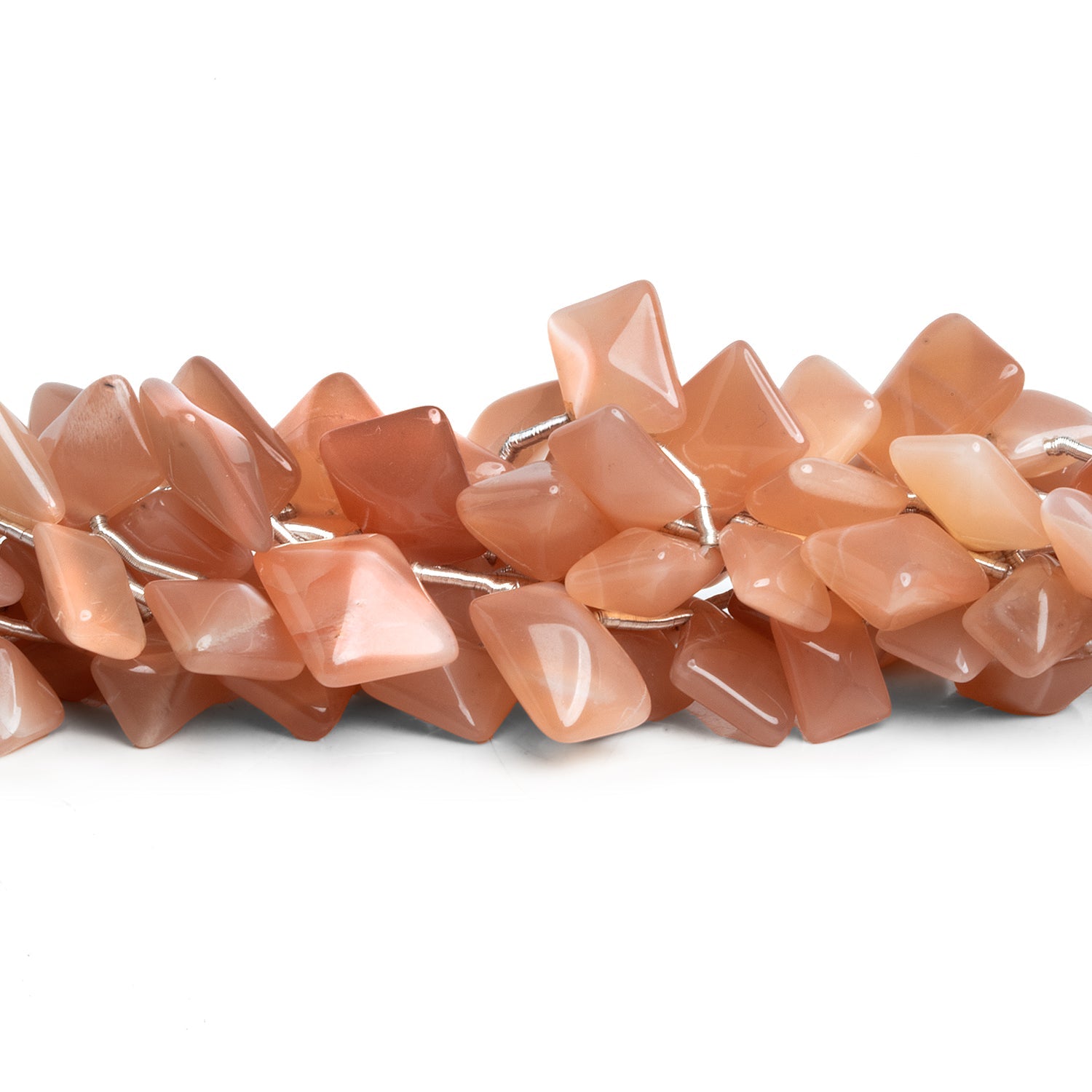 10x8mm Peach Moonstone Cushions 10 inch 20 beads - The Bead Traders