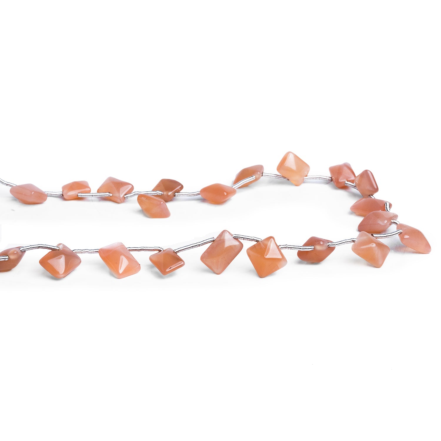 10x8mm Peach Moonstone Cushions 10 inch 20 beads - The Bead Traders