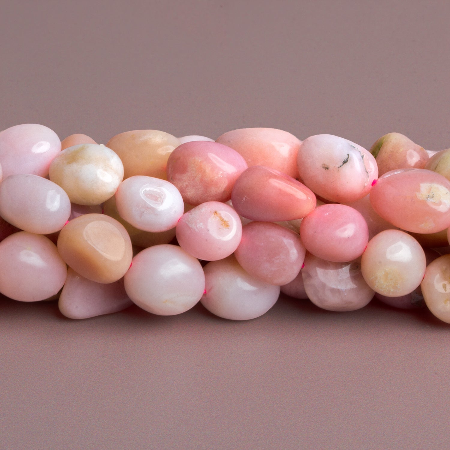 10x8mm Pink Peruvian Opal Plain Nuggets 15 inch 35 beads - The Bead Traders