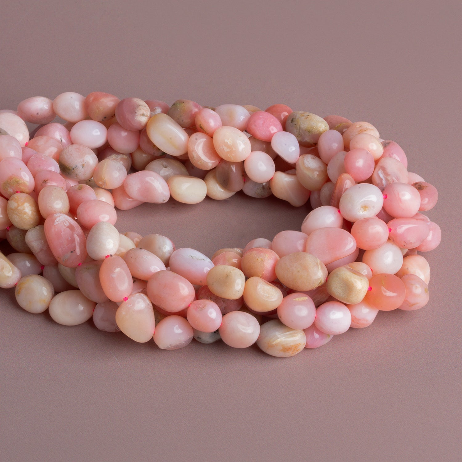 10x8mm Pink Peruvian Opal Plain Nuggets 15 inch 35 beads - The Bead Traders
