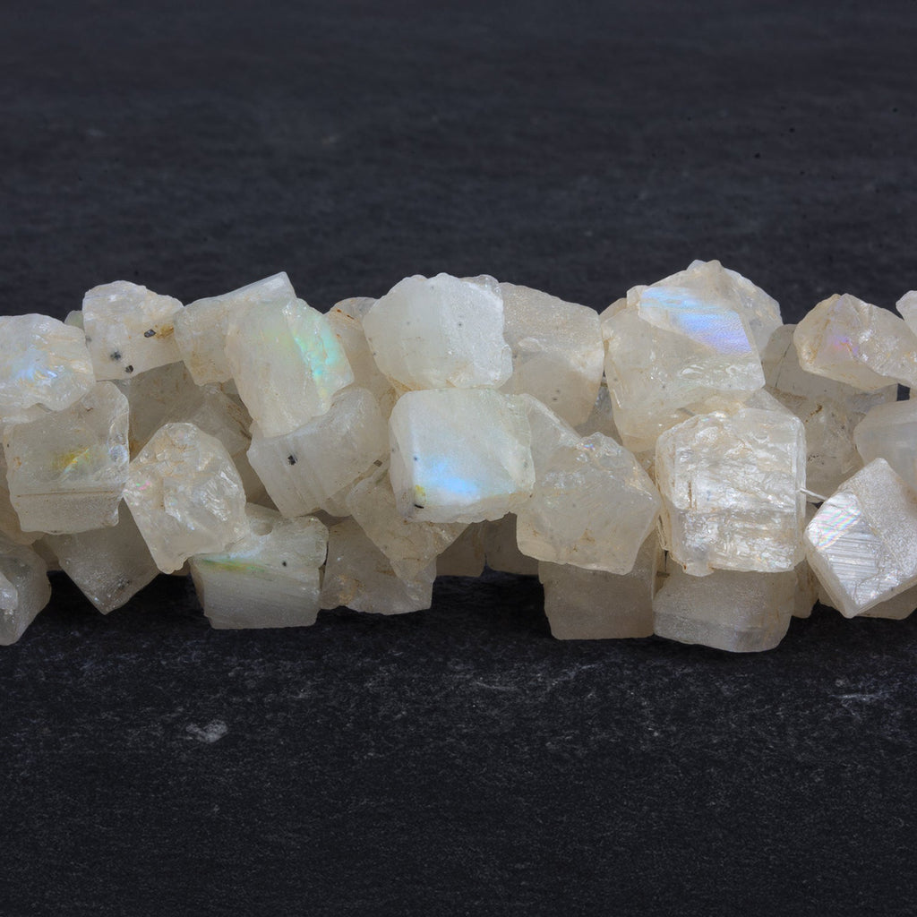10x8mm Rainbow Moonstone Natural Crystals 7 inch 27 beads - The Bead Traders