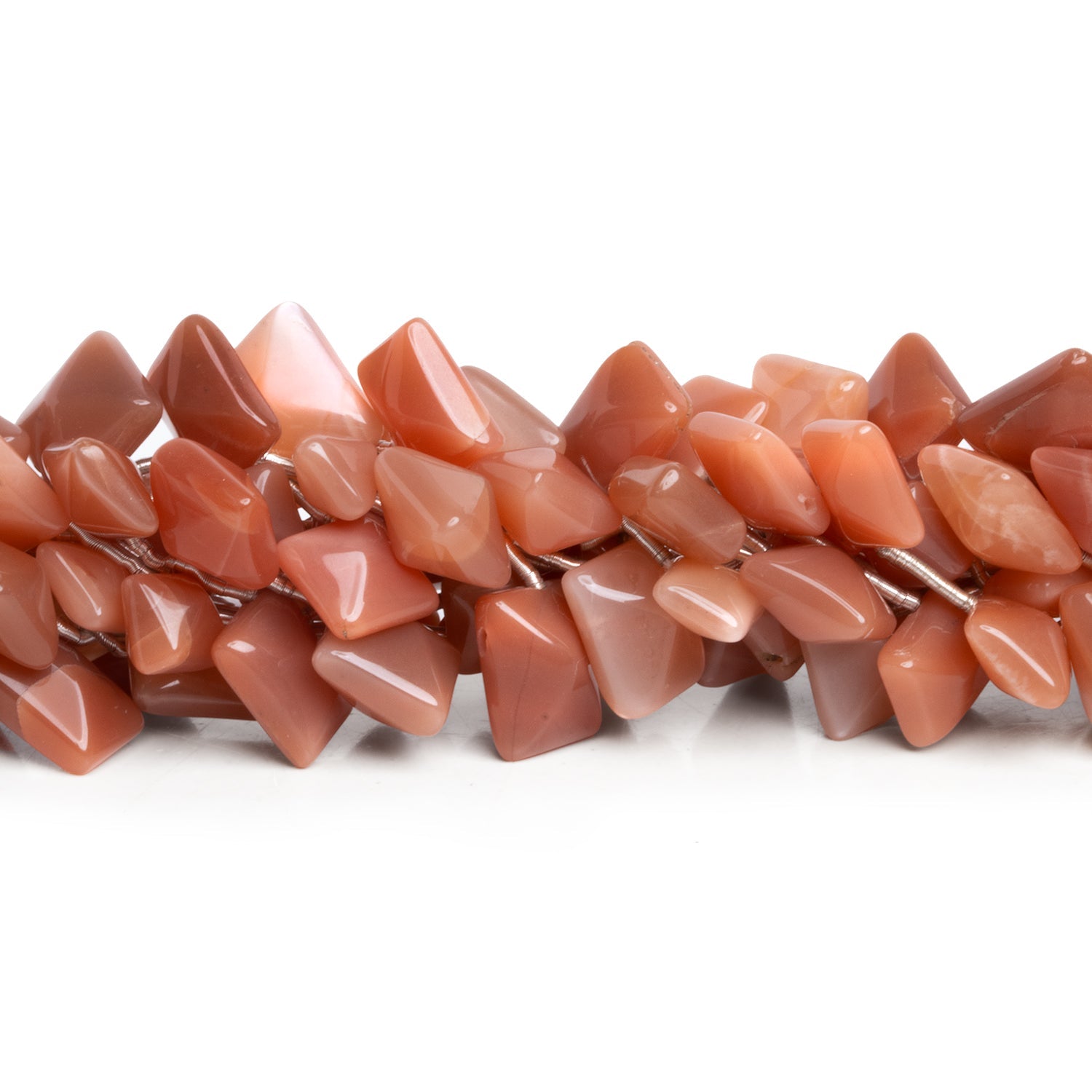 10x8mm Reddish Peach Moonstone Cushions 10 inch 20 beads - The Bead Traders