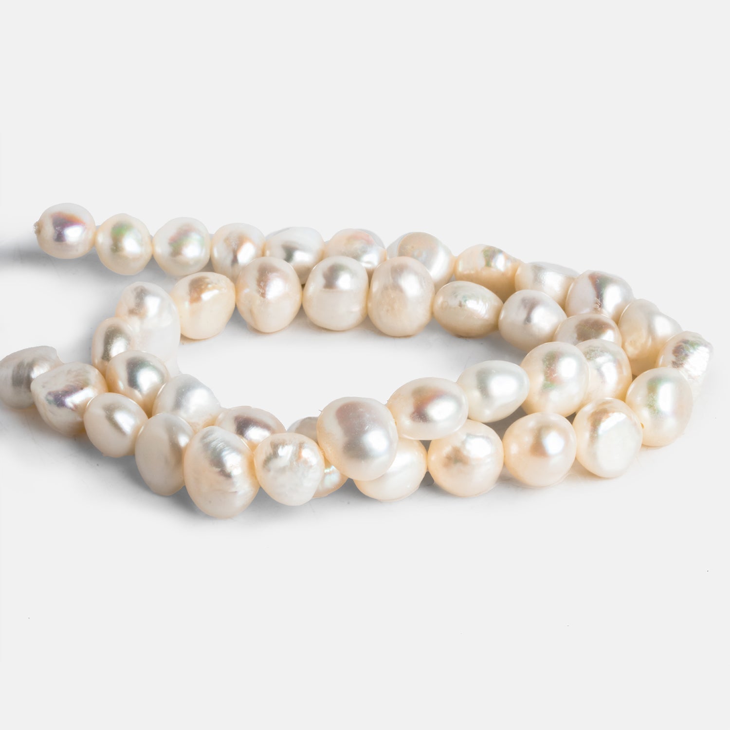 10x8mm White Baroque Pearls 15 inch 39 pieces - The Bead Traders