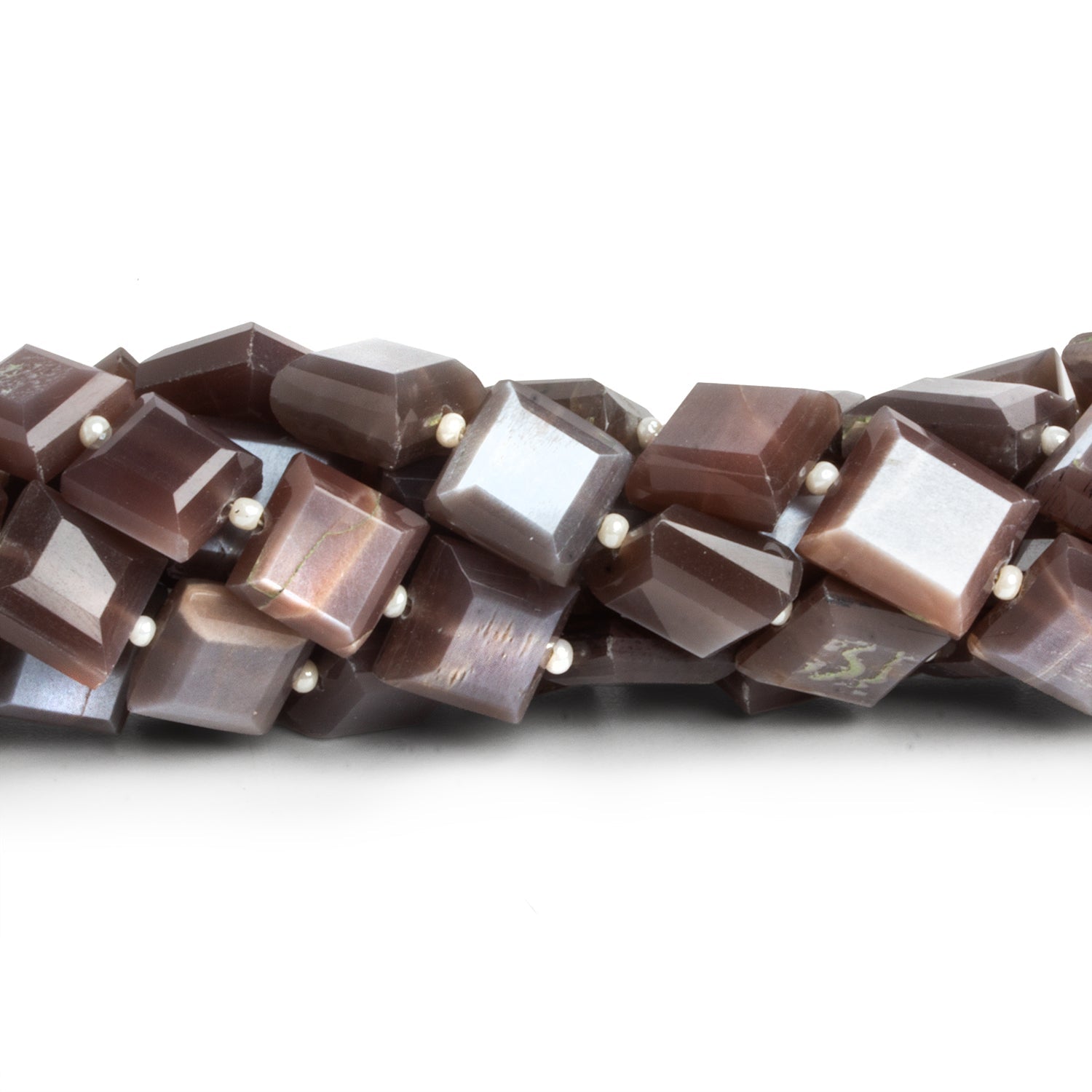10x9mm Chocolate Moonstone Faceted Nuggets 14 inch 30 beads - The Bead Traders
