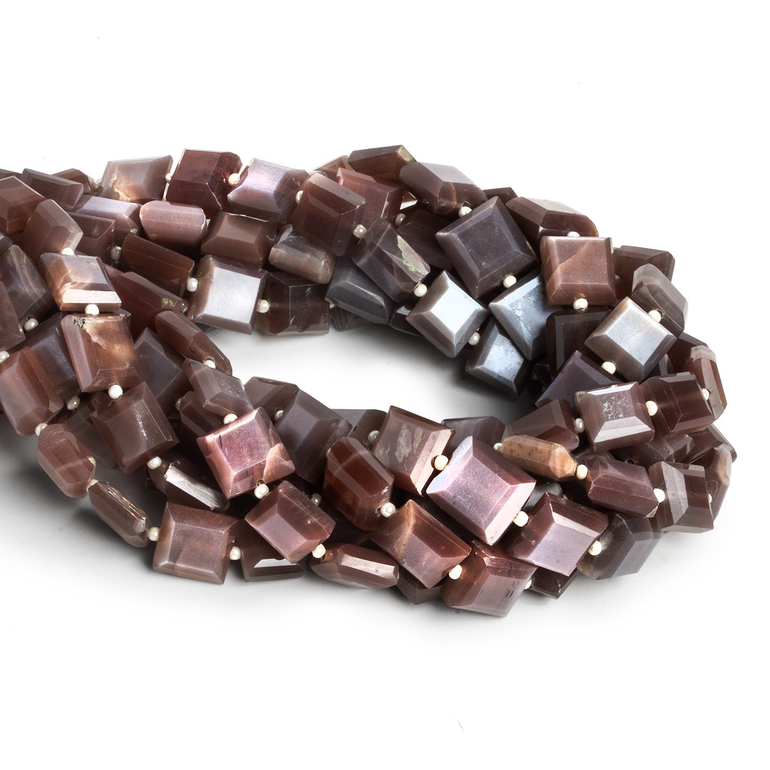 10x9mm Chocolate Moonstone Faceted Nuggets 14 inch 30 beads - The Bead Traders