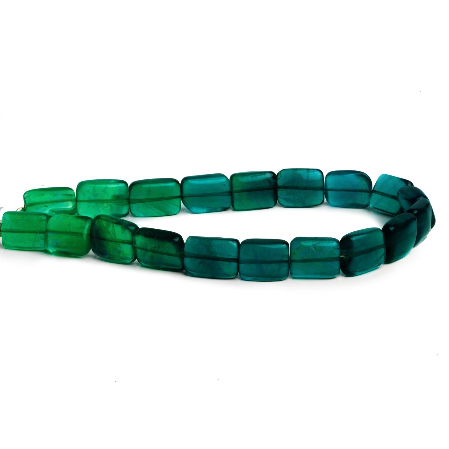 10x9mm Neon Teal Fluorite Plain Rectangles 8 inch 18 beads - The Bead Traders