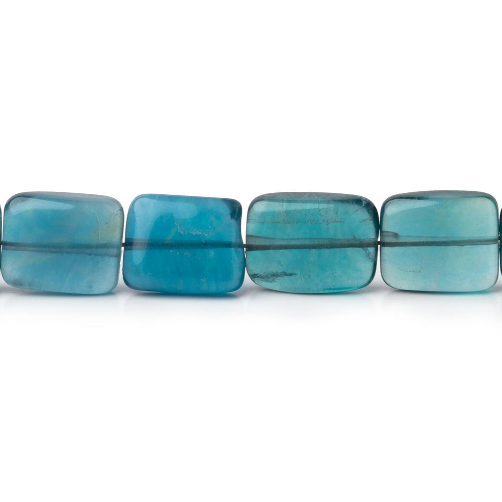 10x9mm Neon Teal Fluorite Plain Rectangles 8 inch 18 beads - The Bead Traders