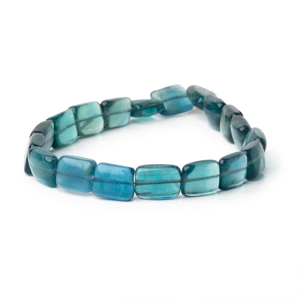 10x9mm Neon Teal Fluorite Plain Rectangles 8 inch 18 beads - The Bead Traders