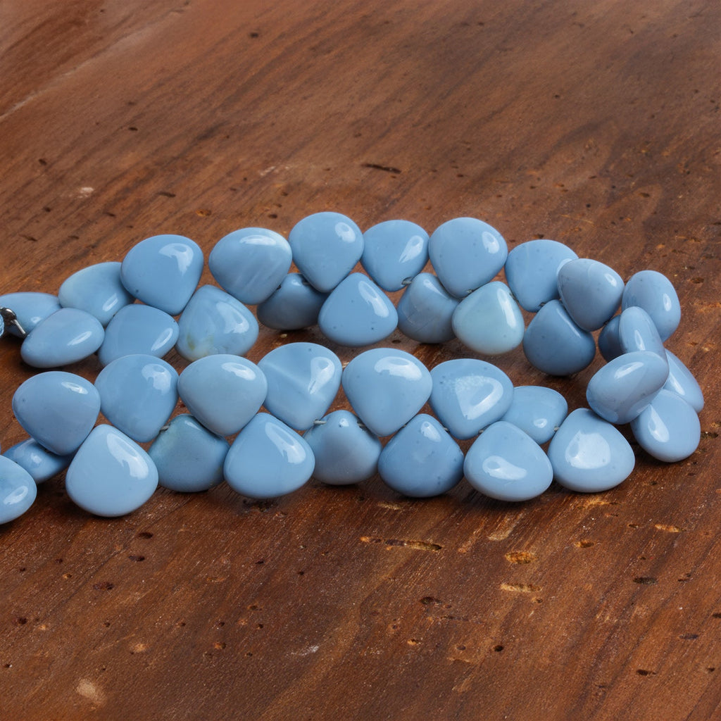 11 - 12mm Denim Opal Plain Hearts 8 inch 40 beads - The Bead Traders