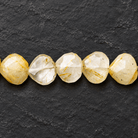 11-12mm Golden Rutilated Quartz straight drill faceted hearts 14 inch 40 beads - The Bead Traders