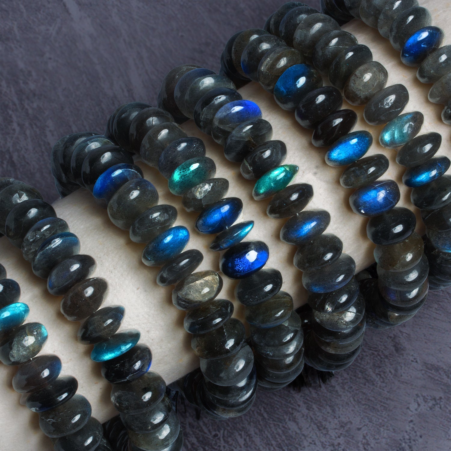 11 - 12mm Labradorite Plain Rondelle Beads 8 inch 30 pieces AA - The Bead Traders