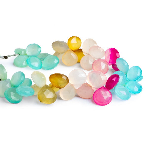 11-12mm Multi Chalcedony Faceted Hearts 8 inch 40 beads