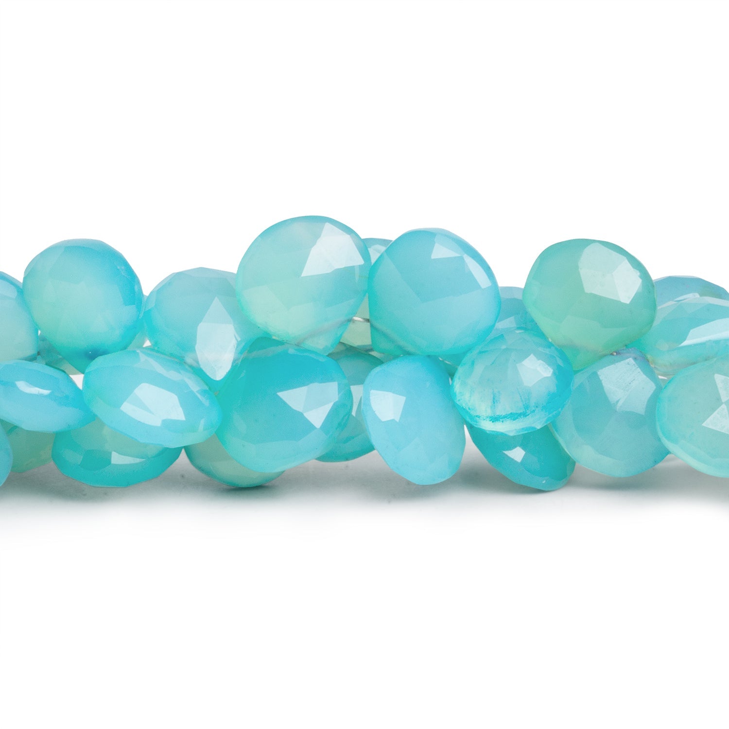 11 - 13mm Blue Chalcedony Faceted Hearts 8 inch 40 beads - The Bead Traders