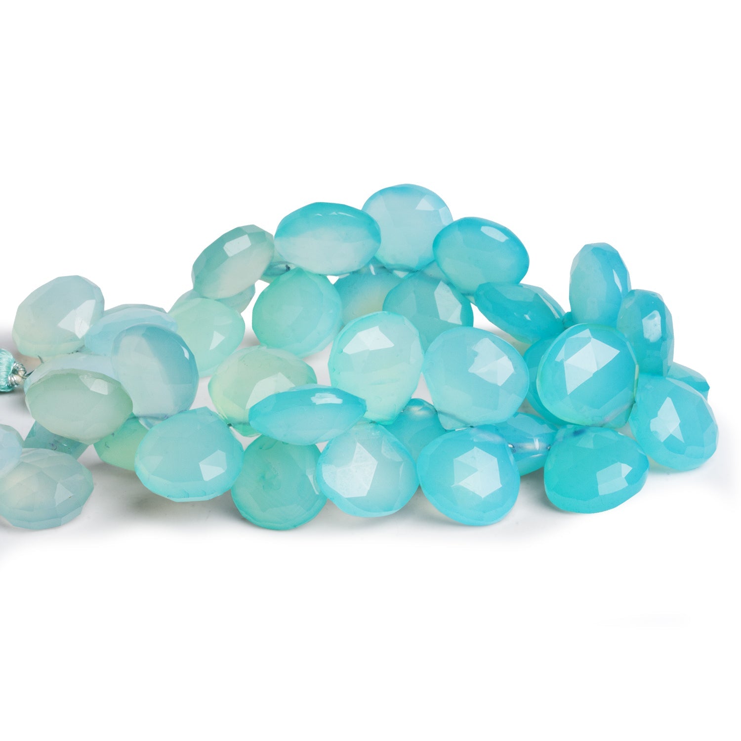11 - 13mm Blue Chalcedony Faceted Hearts 8 inch 40 beads - The Bead Traders