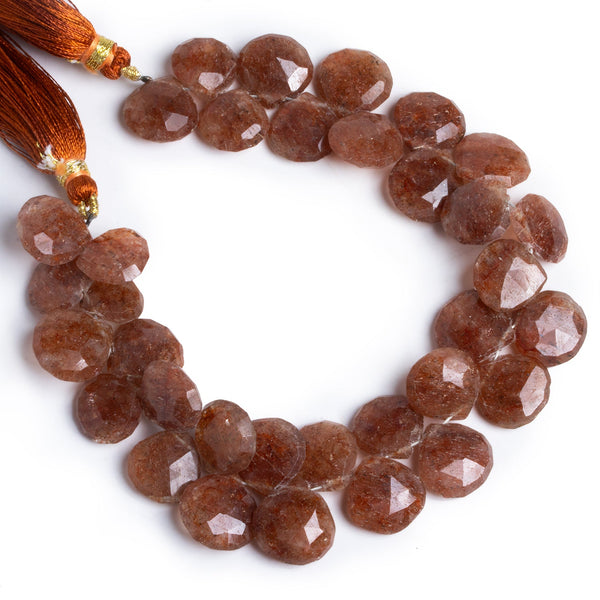 11-13mm Ferrous Quartz Faceted Hearts 7.5 inch 33 beads