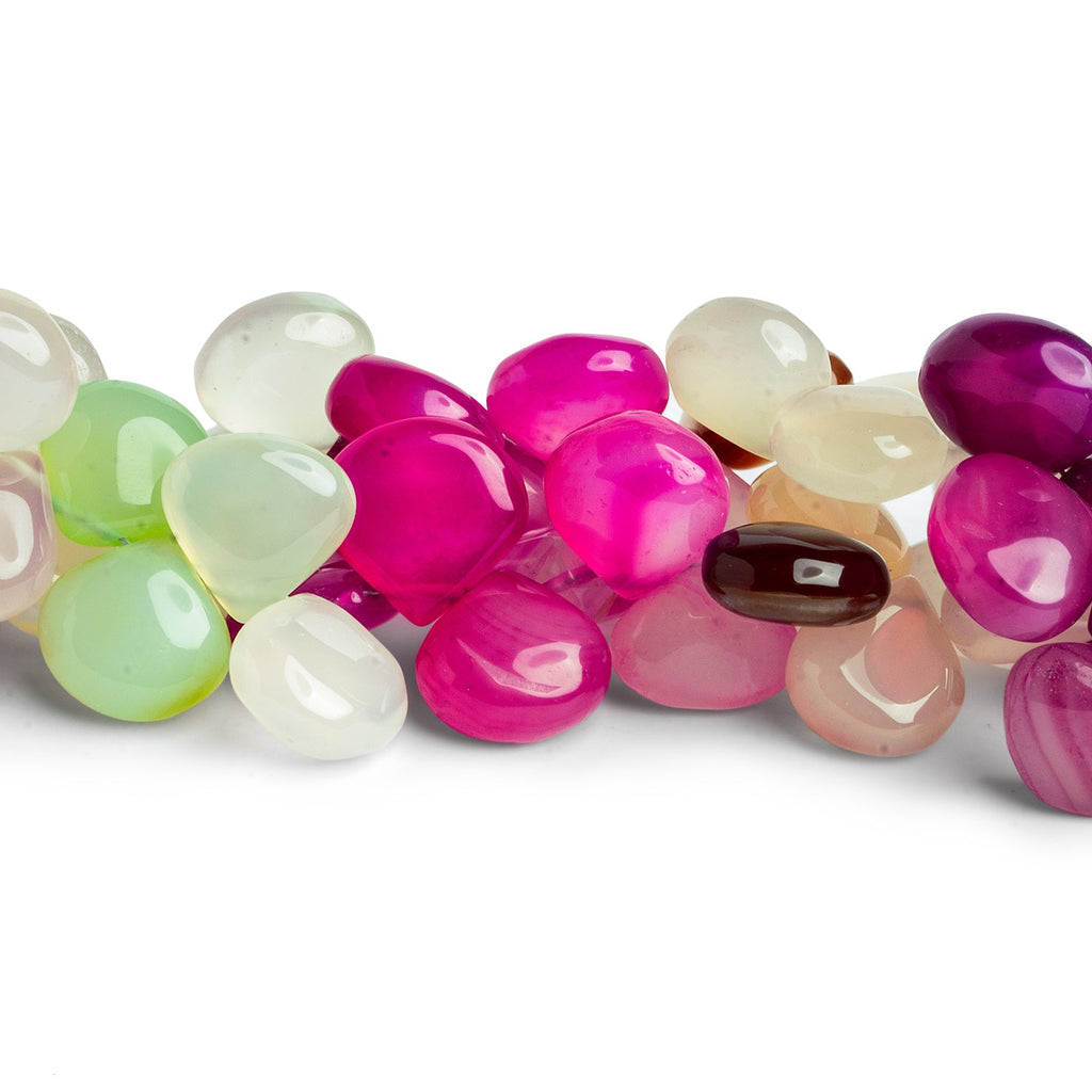 11 - 13mm Multi Chalcedony Plain Hearts 7.5 inch 39 beads - The Bead Traders