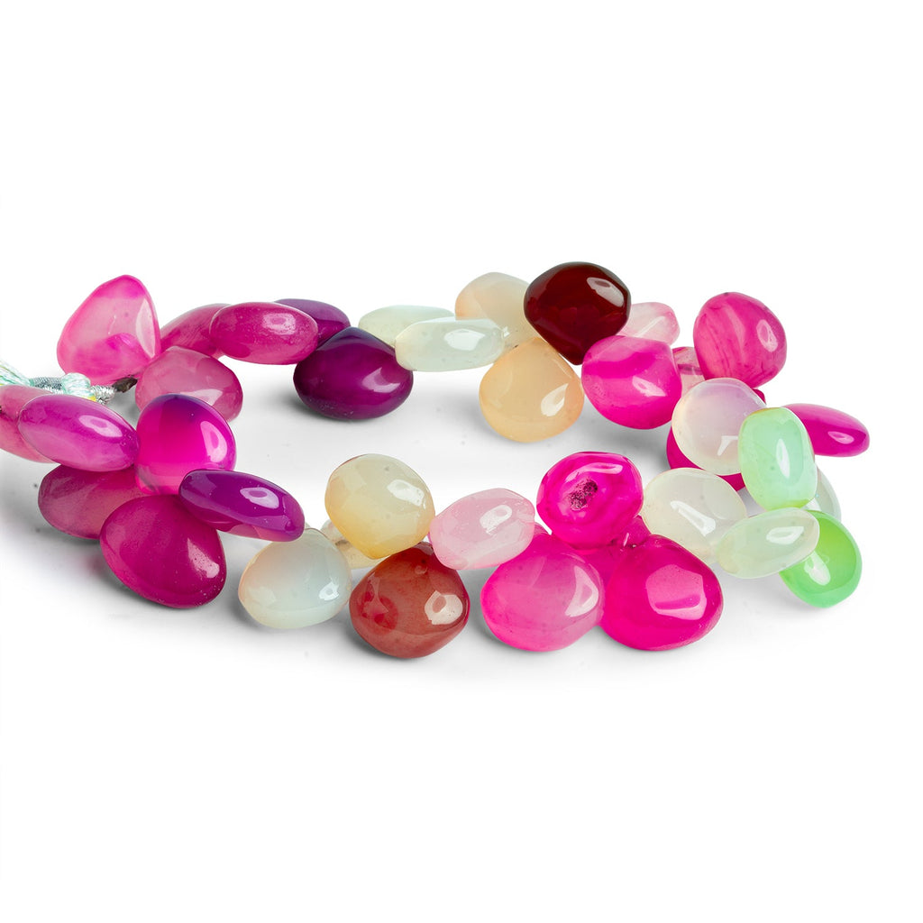 11 - 13mm Multi Chalcedony Plain Hearts 7.5 inch 39 beads - The Bead Traders