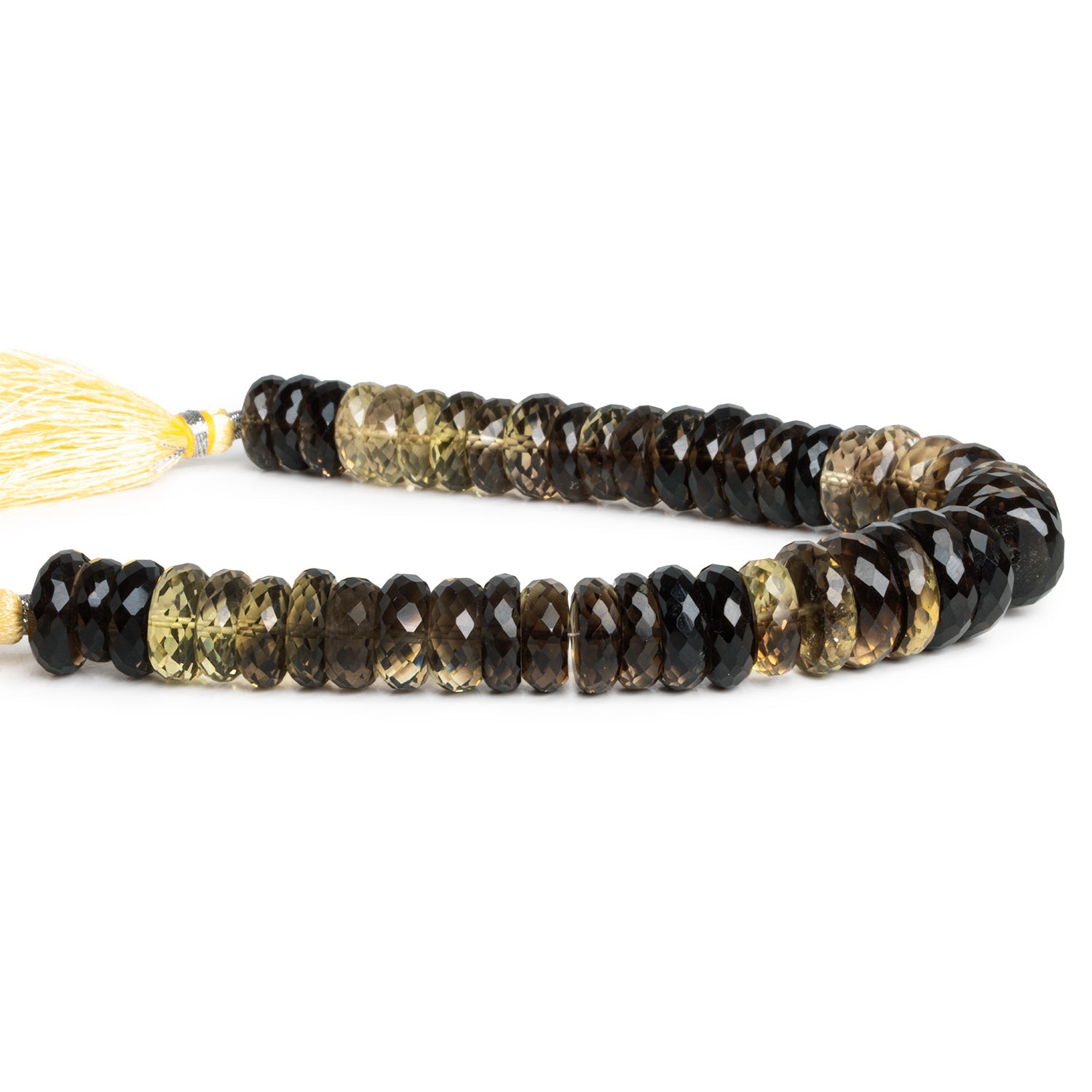11 - 14mm Bi - Color Quartz Faceted Rondelles 8 inch 45 beads - The Bead Traders