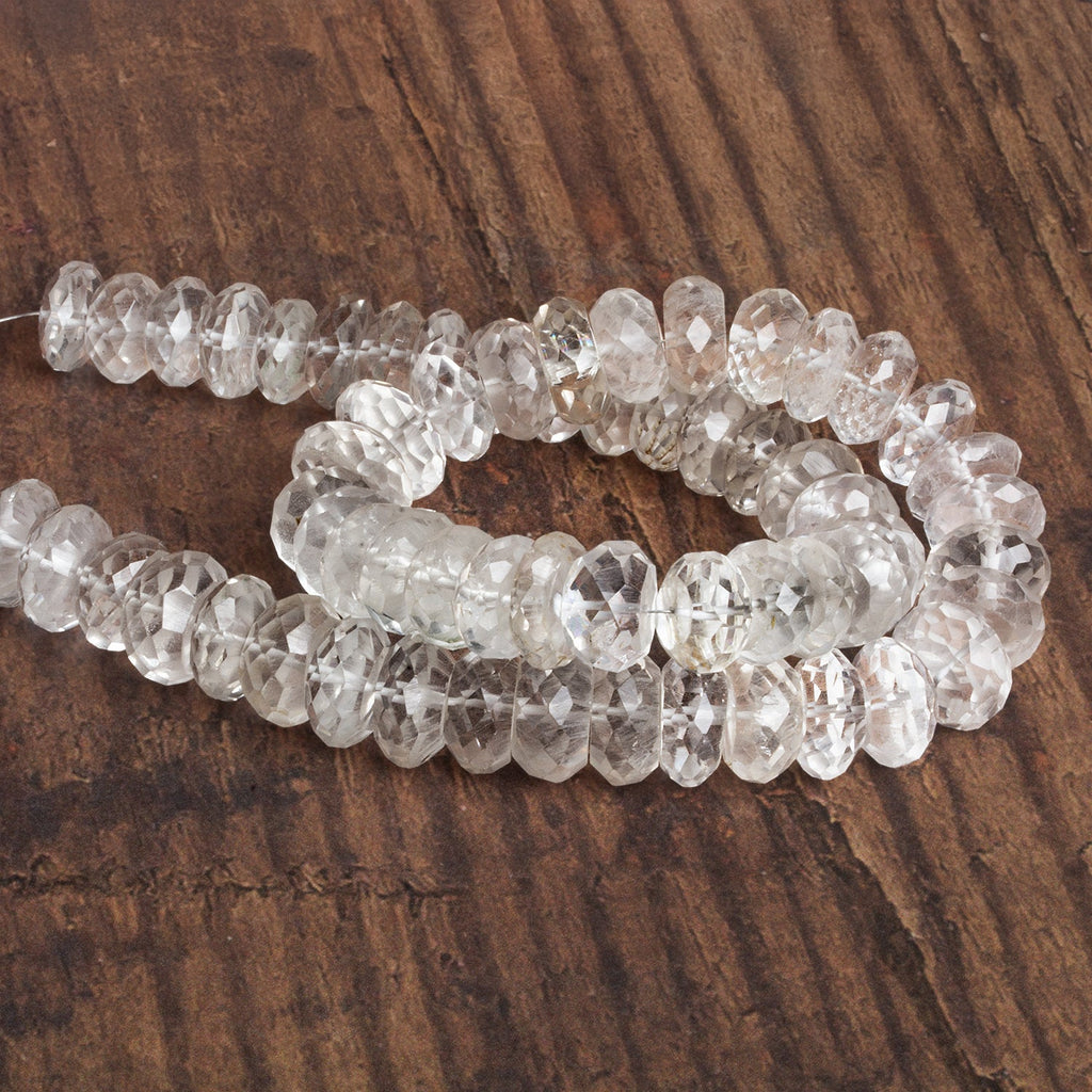 11 - 14mm Crystal Quartz Faceted Rondelles 15 inch 60 beads - The Bead Traders