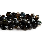 11 - 15mm Black, White & Brown Agate Faceted Hearts 8 inch 40 beads - The Bead Traders